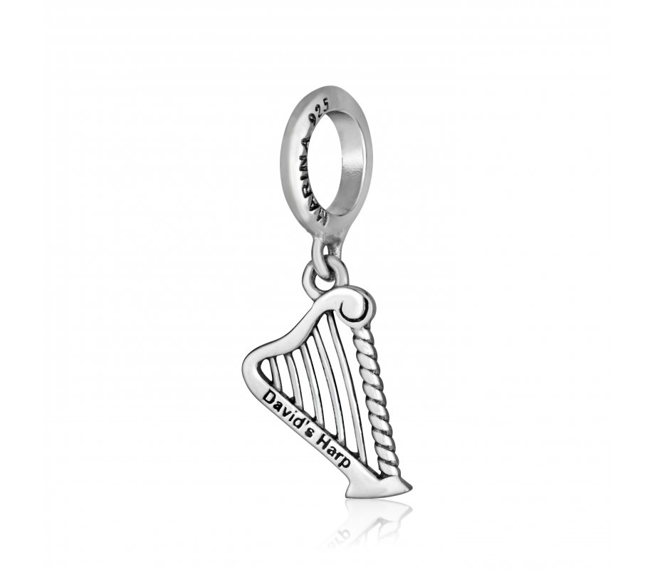 Sterling Silver Bracelet Charm - King David's Harp