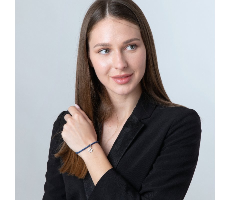 Sterling Silver Bracelet Charm - Star of David Filled with Crystal Stones