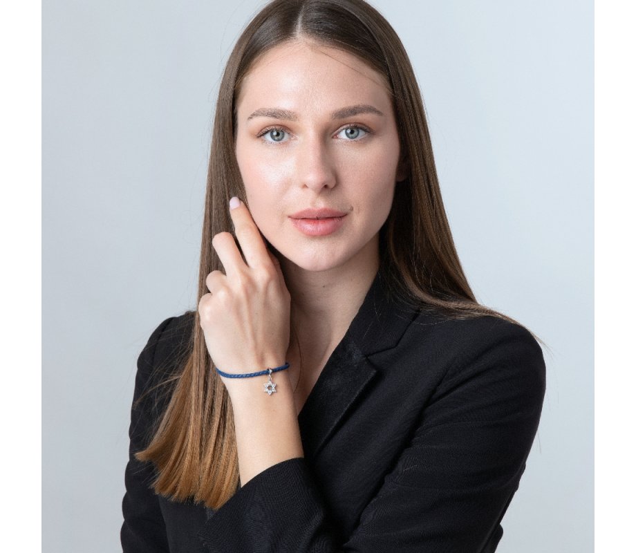 Sterling Silver Bracelet Charm - Star of David Filled with Crystal Stones