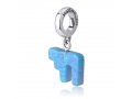 Sterling Silver Charm with Hanging Blue Opal - Chai Hebrew Letters