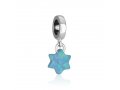 Sterling Silver Charm with Hanging Blue Opal Pendant - Star of David