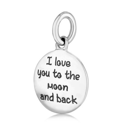 Sterling Silver Circular Pendant Necklace - I Love You To The Moon and Back