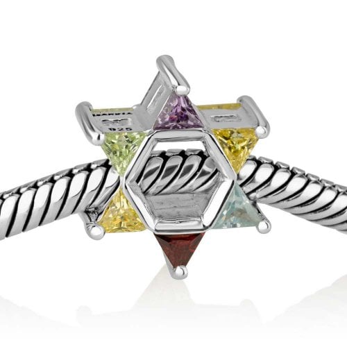 Sterling Silver Colorful Star of David Charm