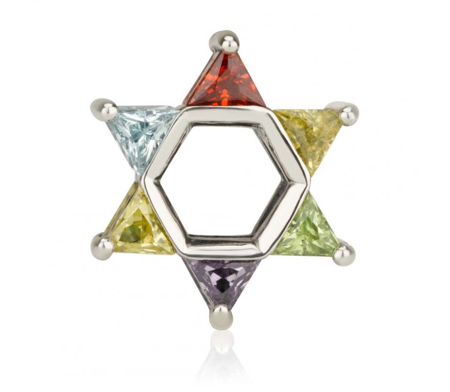 Sterling Silver Colorful Star of David Charm