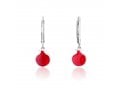 Sterling Silver Dangle Earrings - Red Pomegranates