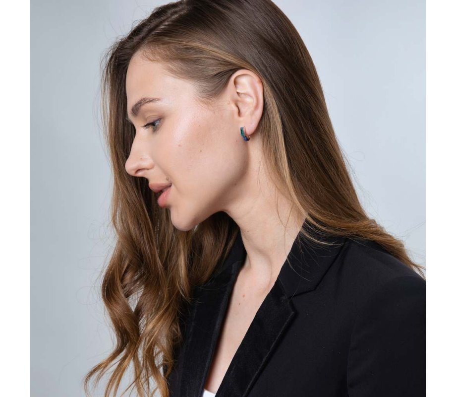 Sterling Silver Earrings - Strips of Eilat Stone and Beading