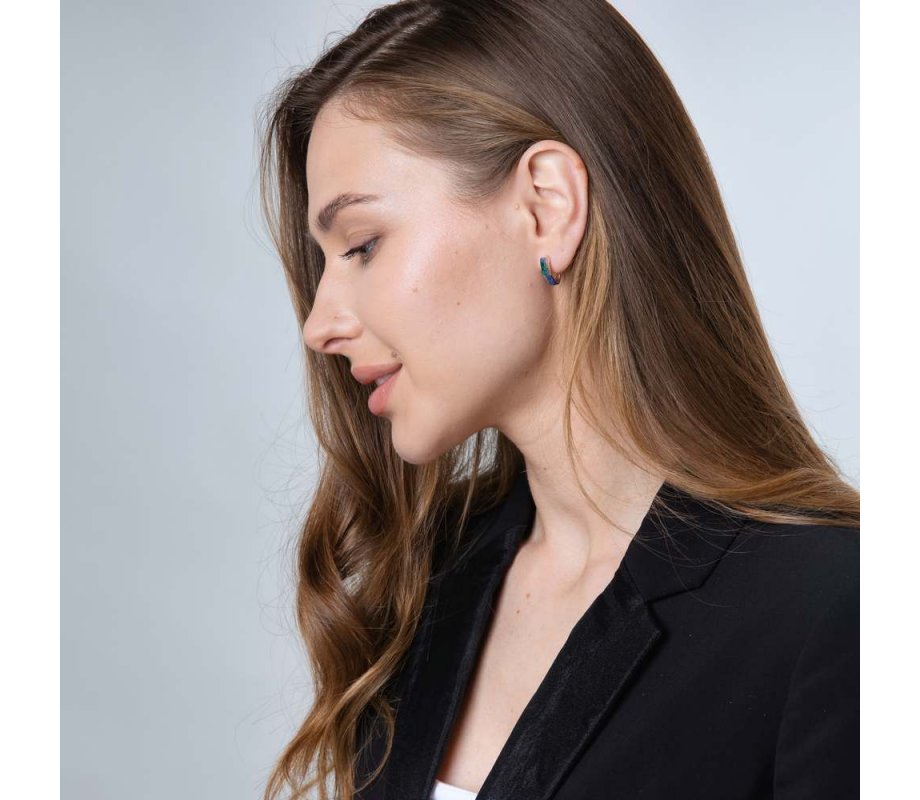 Sterling Silver Earrings - Strips of Eilat Stone and Beading