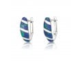 Sterling Silver Earrings, Curved Eilat Stone with Silver Stripes