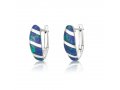 Sterling Silver Earrings, Curved Eilat Stone with Silver Stripes