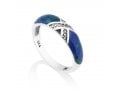 Sterling Silver Eilat Stone Ring with Two Crisscross Decorative Stripes