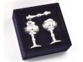 Sterling Silver Havdalah Set Spice Box and Candle Holder - Floral Design