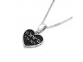 Sterling Silver Heart Pendant Necklace - Star of David, Am Yisrael Chai and Date