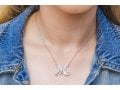 Sterling Silver Initial Letter Pendant Necklace with Glittering Zircons