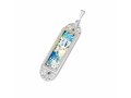 Sterling Silver Mezuzah Design Pendant Necklace with Roman Glass and Filigree