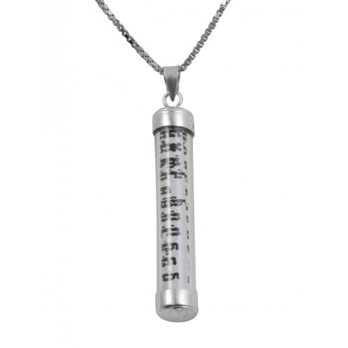 Sterling Silver Mezuzah Necklace Pendant with Chain