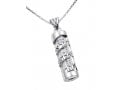 Sterling Silver Mezuzah Pendant Necklace with Spiral Shema Yisrael in Hebrew