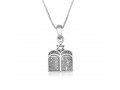 Sterling Silver Necklace - Ten Commandments Tablet Design on Pendant