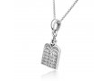 Sterling Silver Necklace - Ten Commandments Tablet Design on Pendant