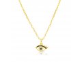 Sterling Silver Necklace Plated with Yellow Gold, Evil Eye Pendant - Zircons