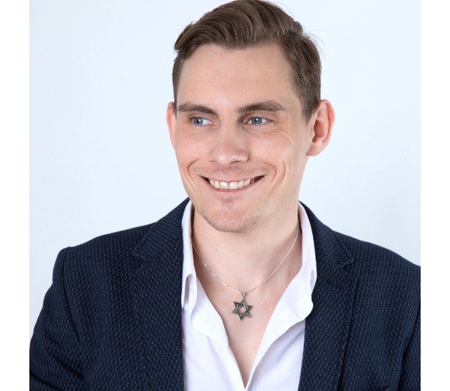 Sterling Silver Necklace, Star of David Pendant – Bead and Smooth Design