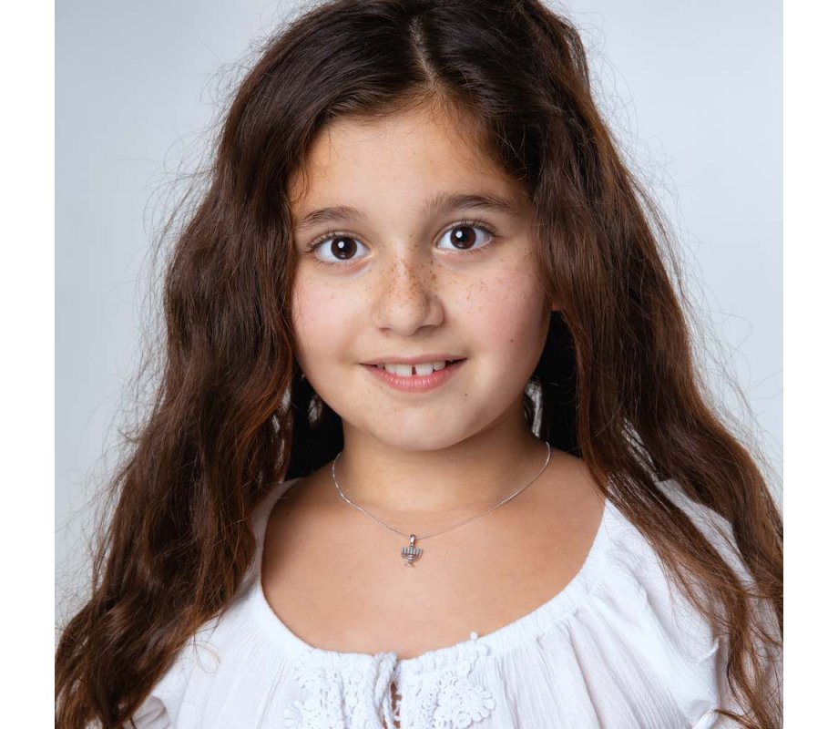 Sterling Silver Necklace with 7-Branch Temple Menorah Image Pendant