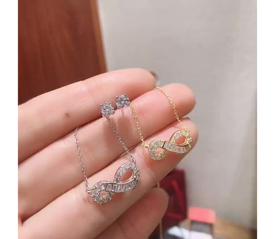 Sterling Silver Necklace with Infinity Symbol Pendant - In Yellow Gold or Silver