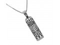 Sterling Silver Necklace with Mezuzah Pendant - Menorah Design