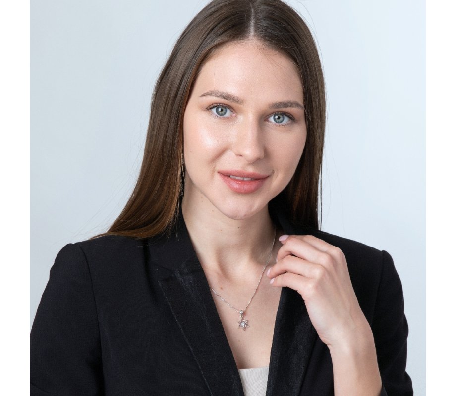 Sterling Silver Pendant Necklace - Angular Star of David with Crystals