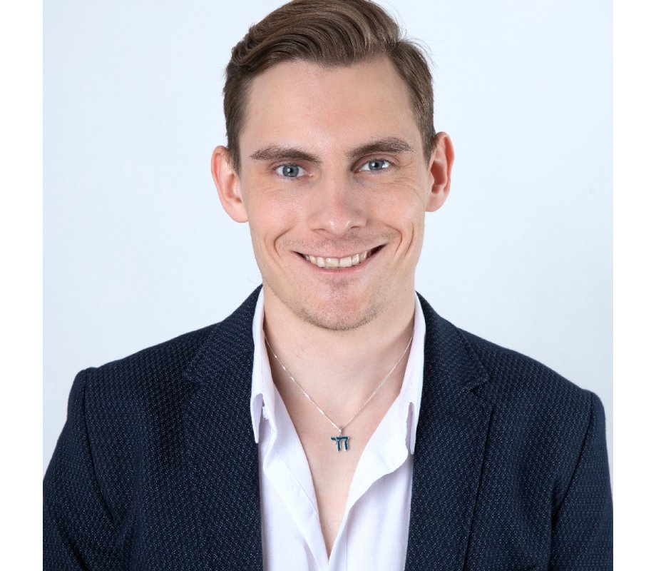 Sterling Silver Pendant Necklace - Blue Enamel Chai Letters