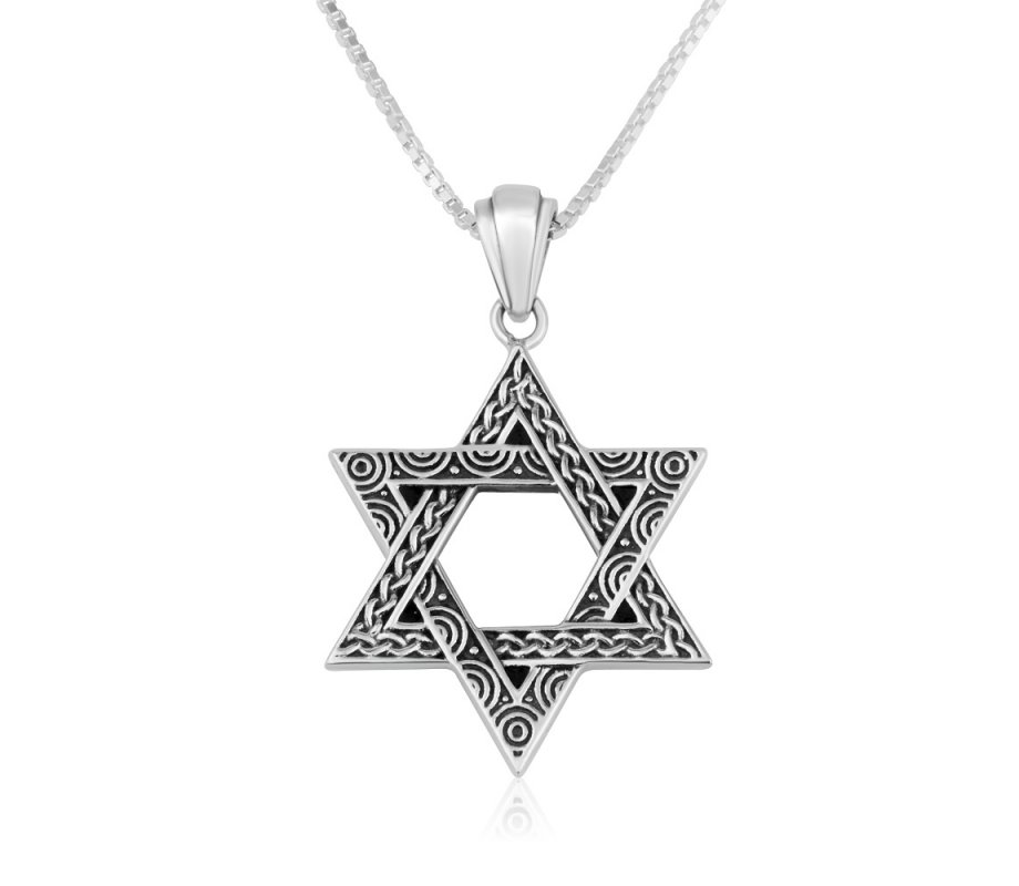 Sterling Silver Pendant Necklace - Decorative Star of David