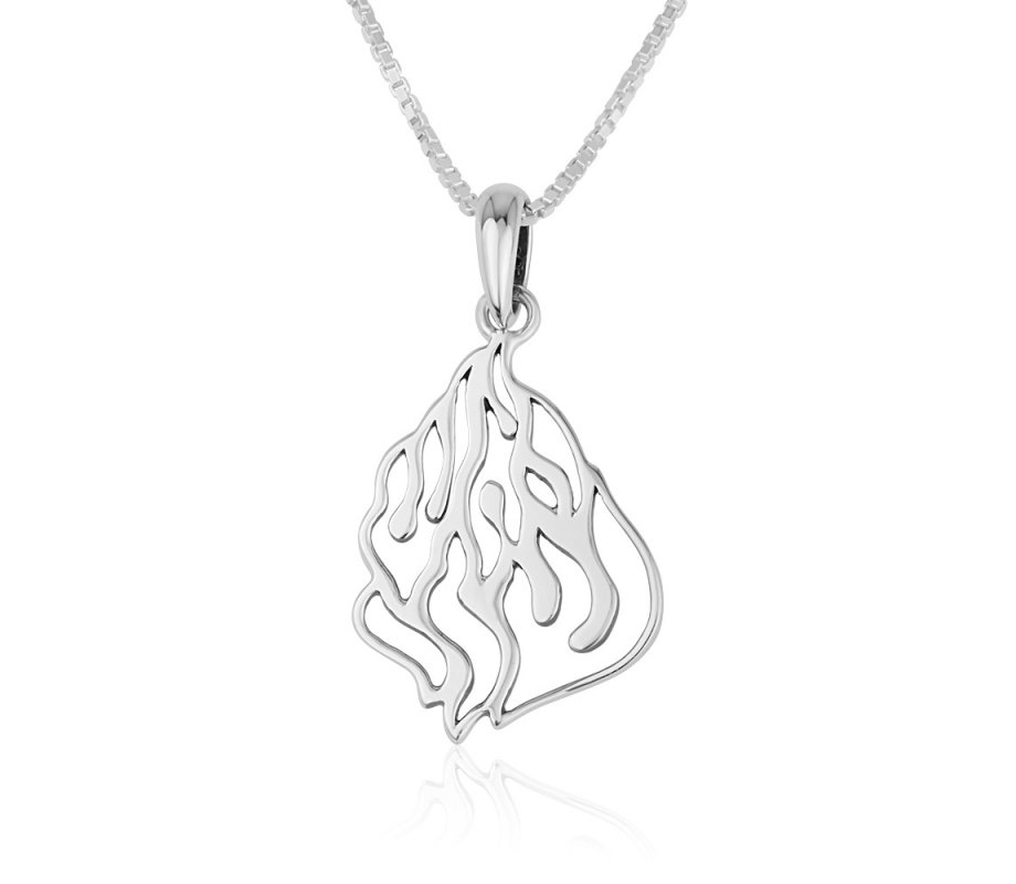 Sterling Silver Pendant Necklace, Abstract Engraving of Ha'esh Sheli