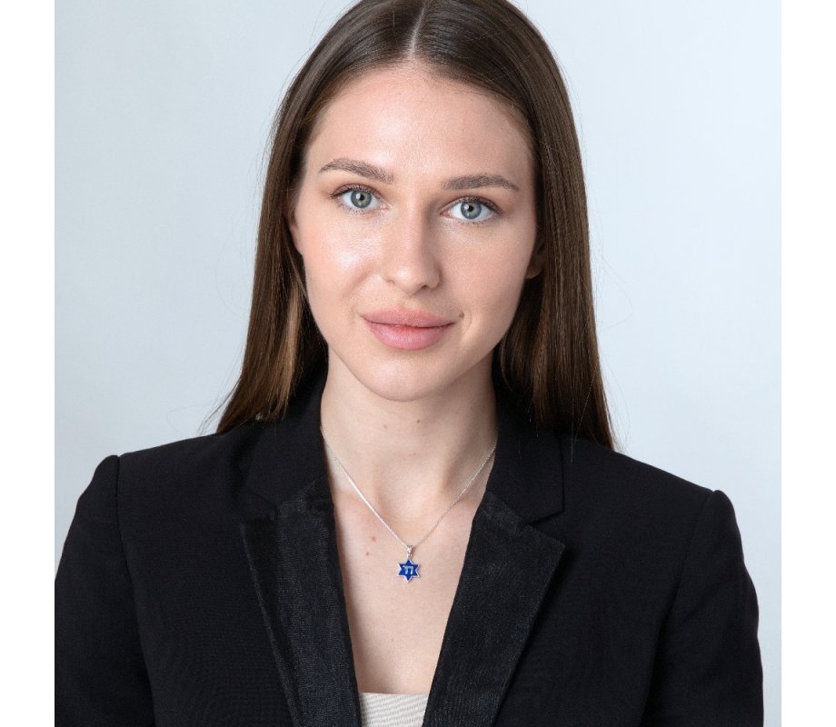 Sterling Silver Pendant Necklace, CHAI Letters on Blue Enamel and on Reverse