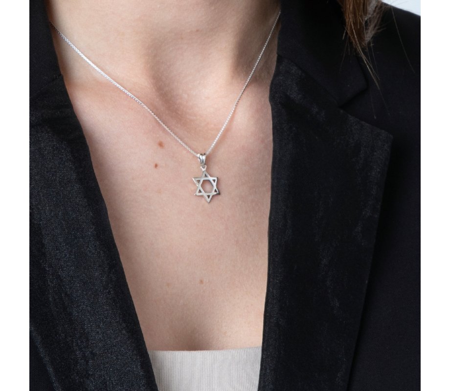 Sterling Silver Pendant Necklace, Star of David - Classic Smooth Design