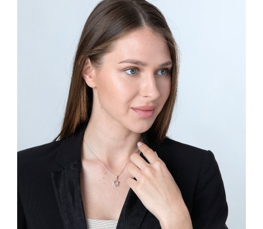 Sterling Silver Pendant Necklace, Star of David - Classic Smooth Design