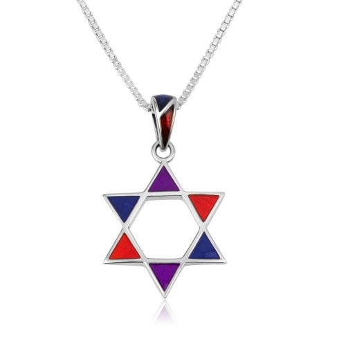 Sterling Silver Pendant Necklace, Star of David - Colorful Corners