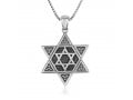 Sterling Silver Pendant, One-Within-Another Star of David  Beaded Artwork