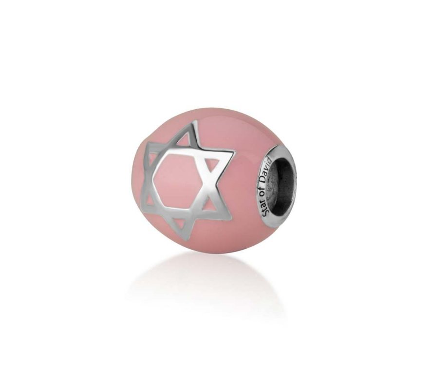 Sterling Silver Pink Enamel Star of David Charm