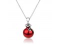 Sterling Silver Pomegranate Pendant Necklace with Red Enamel and Garnet Stones
