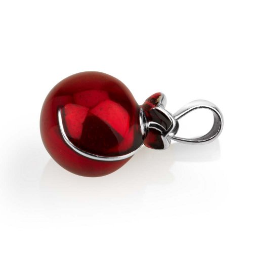 Sterling Silver Pomegranate Pendant Necklace with Red Enamel and Garnet Stones