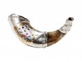 Sterling Silver Ram's Horn Shofar - Choshen Breastplate with Colorful Stones