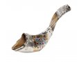 Sterling Silver Ram's Horn Shofar - Choshen Breastplate with Colorful Stones