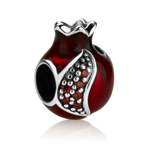 Sterling Silver Red Enamel Pomegranate Charm