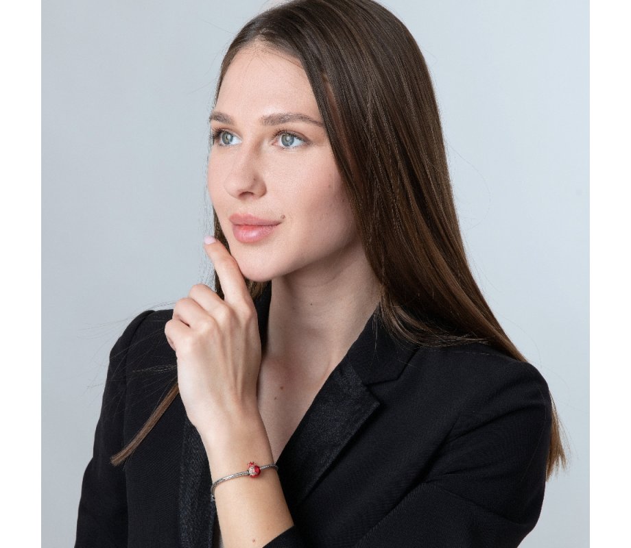 Sterling Silver Red Enamel Pomegranate Charm