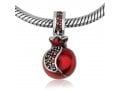 Sterling Silver Red Pomegranate Charm with stones