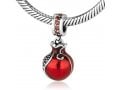 Sterling Silver Red Pomegranate Charm with stones