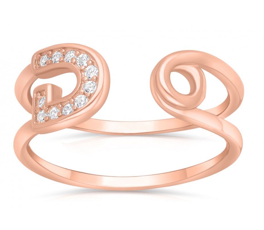 Sterling Silver Ring, Horseshoe with Zircons - Choose Silver, Gold or Rose Gold