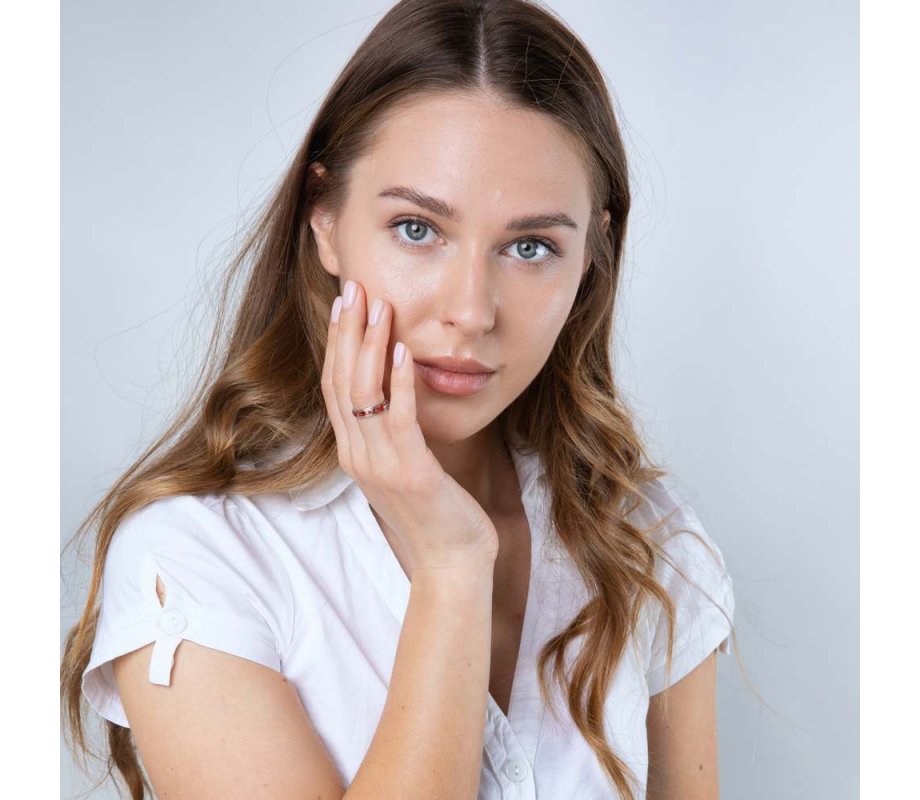 Sterling Silver Ring, Shema Yisrael on Red Enamel Band  Hebrew and English