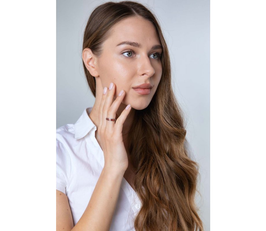 Sterling Silver Ring, Shema Yisrael on Red Enamel Band Hebrew and English