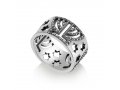 Sterling Silver Ring with Cutout Glittering Menorahs and Stars of David