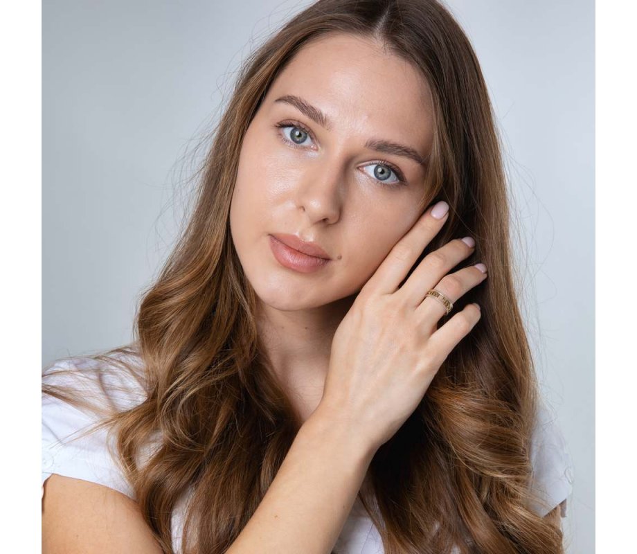 Sterling Silver Ring with Cutout Gold Plated Hebrew Ani Ledodi  English Inside